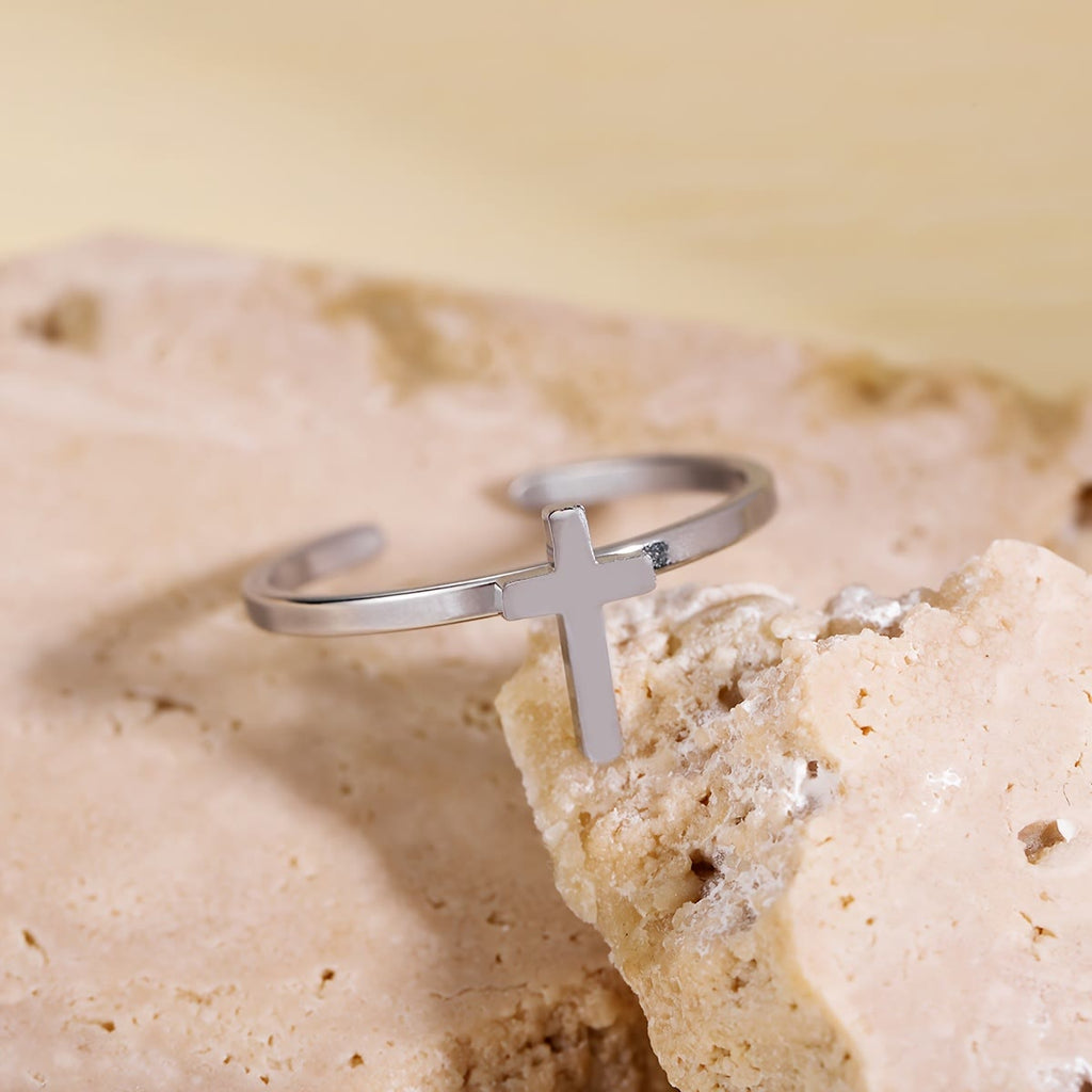 Minimalist Cross Open Ring