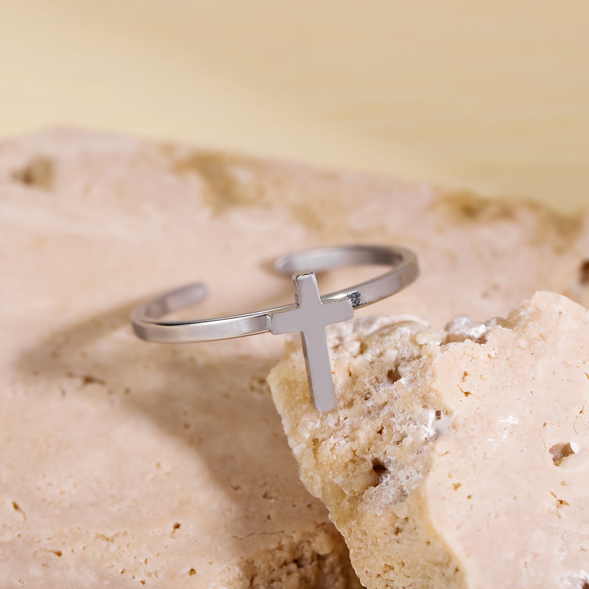 Minimalist Cross Open Ring