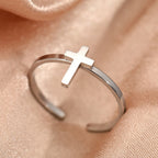 Minimalist Cross Open Ring
