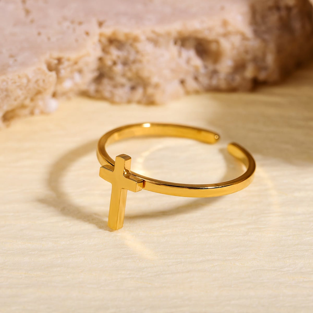 Minimalist Cross Open Ring