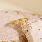 Minimalist Cross Open Ring