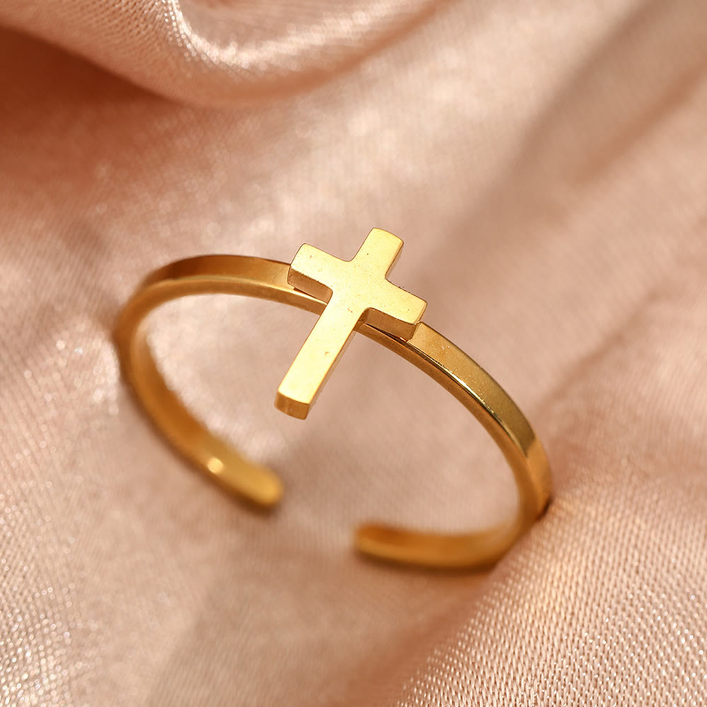 Minimalist Cross Open Ring