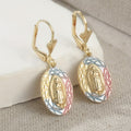 Ornate Our Lady Oval Drop Earrings