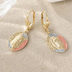 Ornate Our Lady Oval Drop Earrings