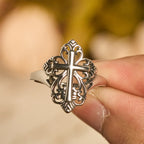 Heritage Filigree Cross Open Ring
