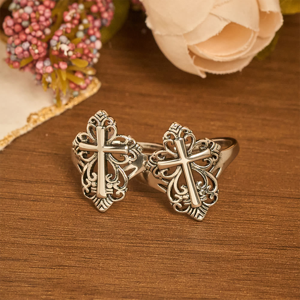Heritage Filigree Cross Open Ring