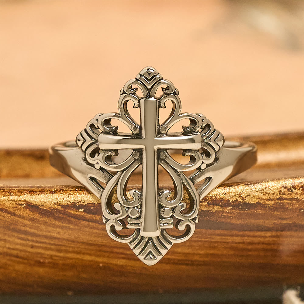 Heritage Filigree Cross Open Ring