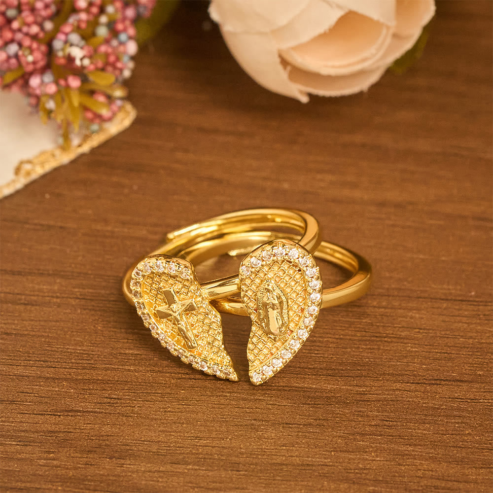 Classic Cross Split Heart Adjustable Ring