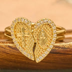 Classic Cross Split Heart Adjustable Ring