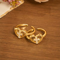 Elegant Heart Cross Open Ring