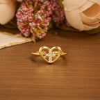 Elegant Heart Cross Open Ring