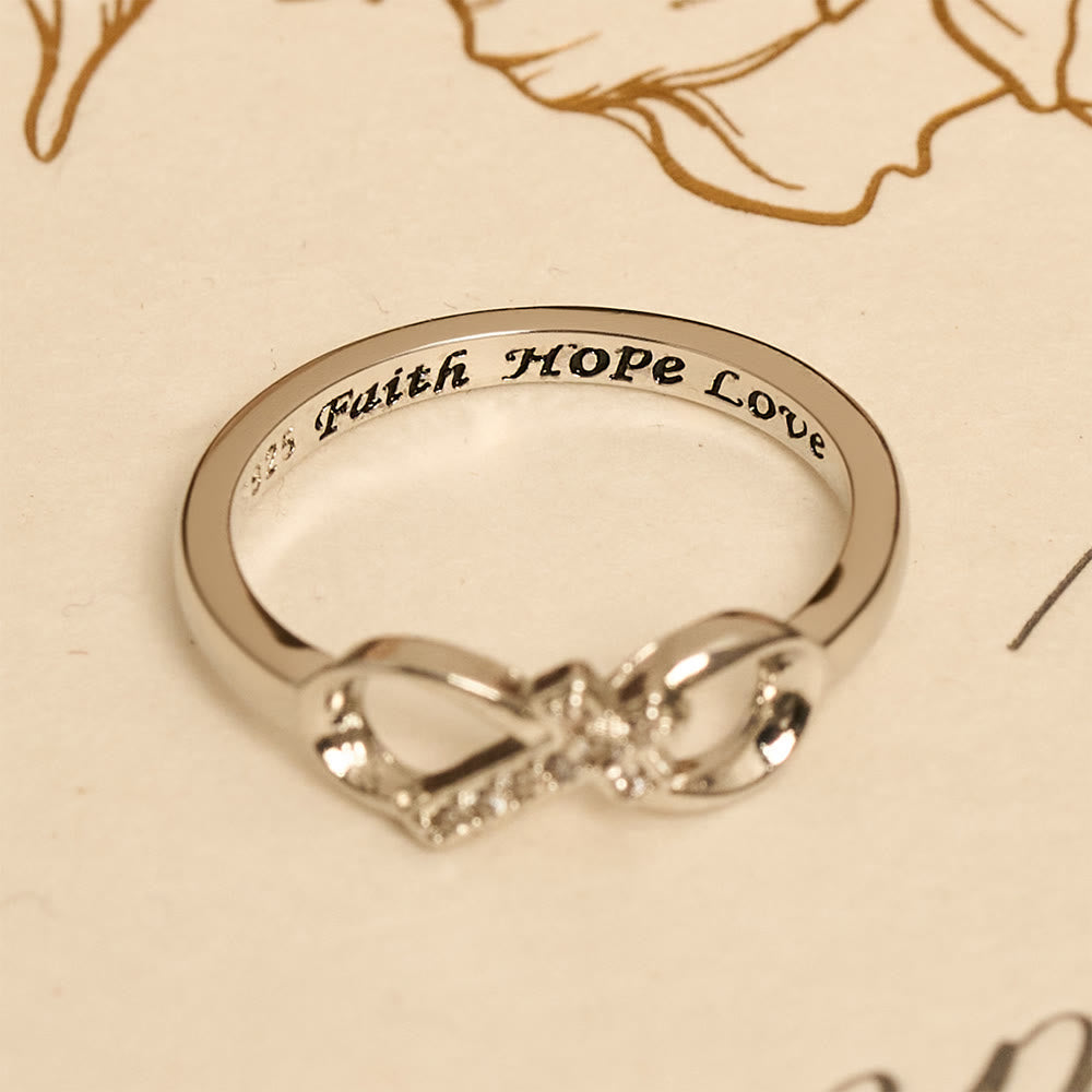 Elegant Infinity Cross Open Ring with Engraving