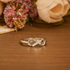 Elegant Infinity Cross Open Ring with Engraving