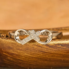 Elegant Infinity Cross Open Ring with Engraving
