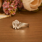 Intricate Twin Hearts Cross Ring