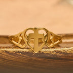 Timeless Heart Cross Adjustable Ring