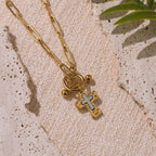 Dual-Tone Textured Cross Chain with OT Clasp