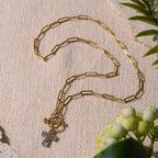 Dual-Tone Textured Cross Chain with OT Clasp