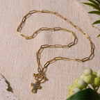 Dual-Tone Textured Cross Chain with OT Clasp