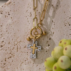 Dual-Tone Textured Cross Chain with OT Clasp