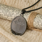 Tri-Color Sacred Heart & Cross Dual-Sided Medallion Necklace