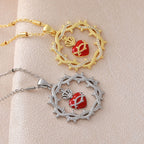 Thorn-Wreathed Sacred Heart Dual-Tone Necklace