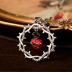 Thorn-Wreathed Sacred Heart Dual-Tone Necklace