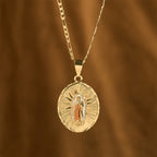 Four Styles Radiant Virgin Mary Oval Medallion Necklace