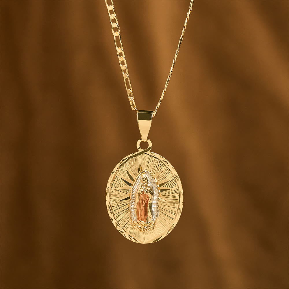 Four Styles Radiant Virgin Mary Oval Medallion Necklace