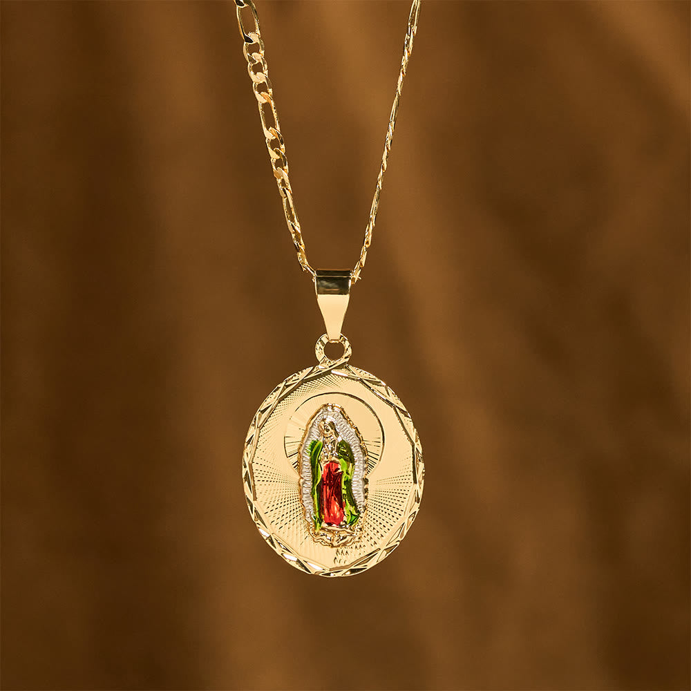 Four Styles Radiant Virgin Mary Oval Medallion Necklace