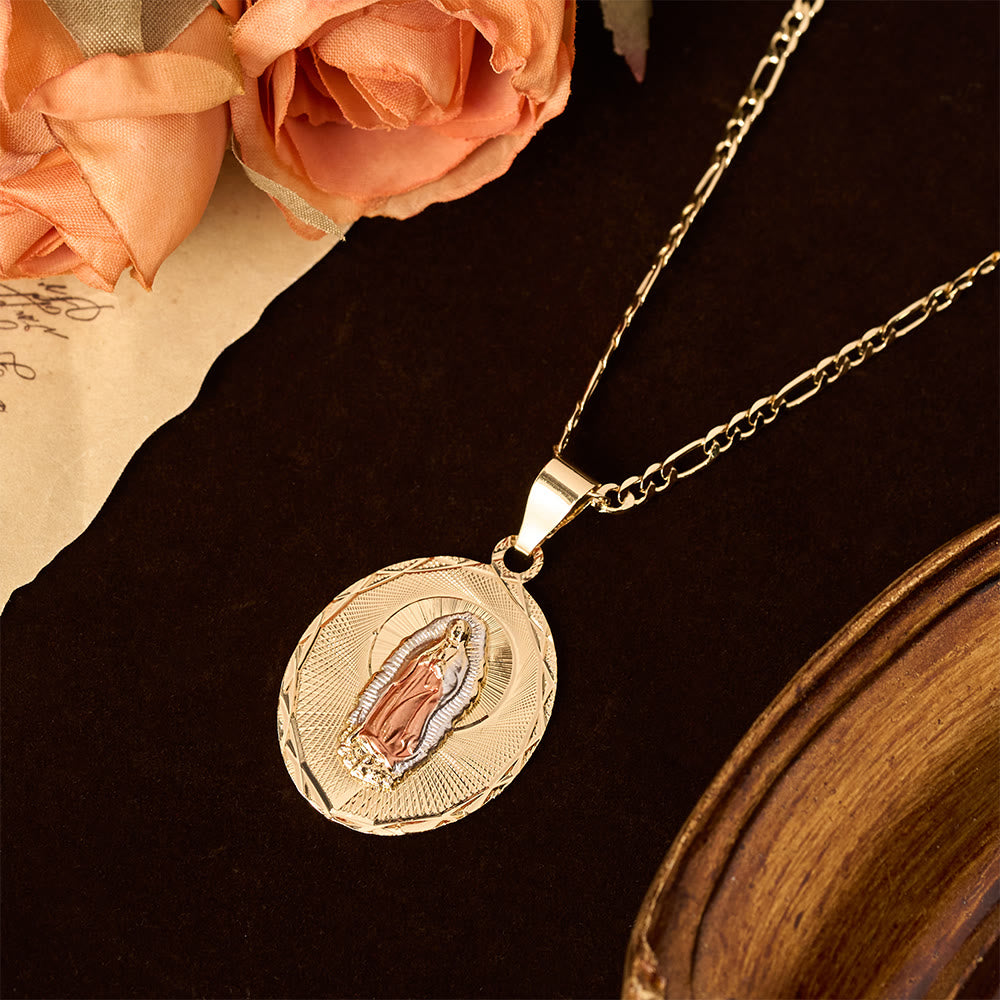 Four Styles Radiant Virgin Mary Oval Medallion Necklace