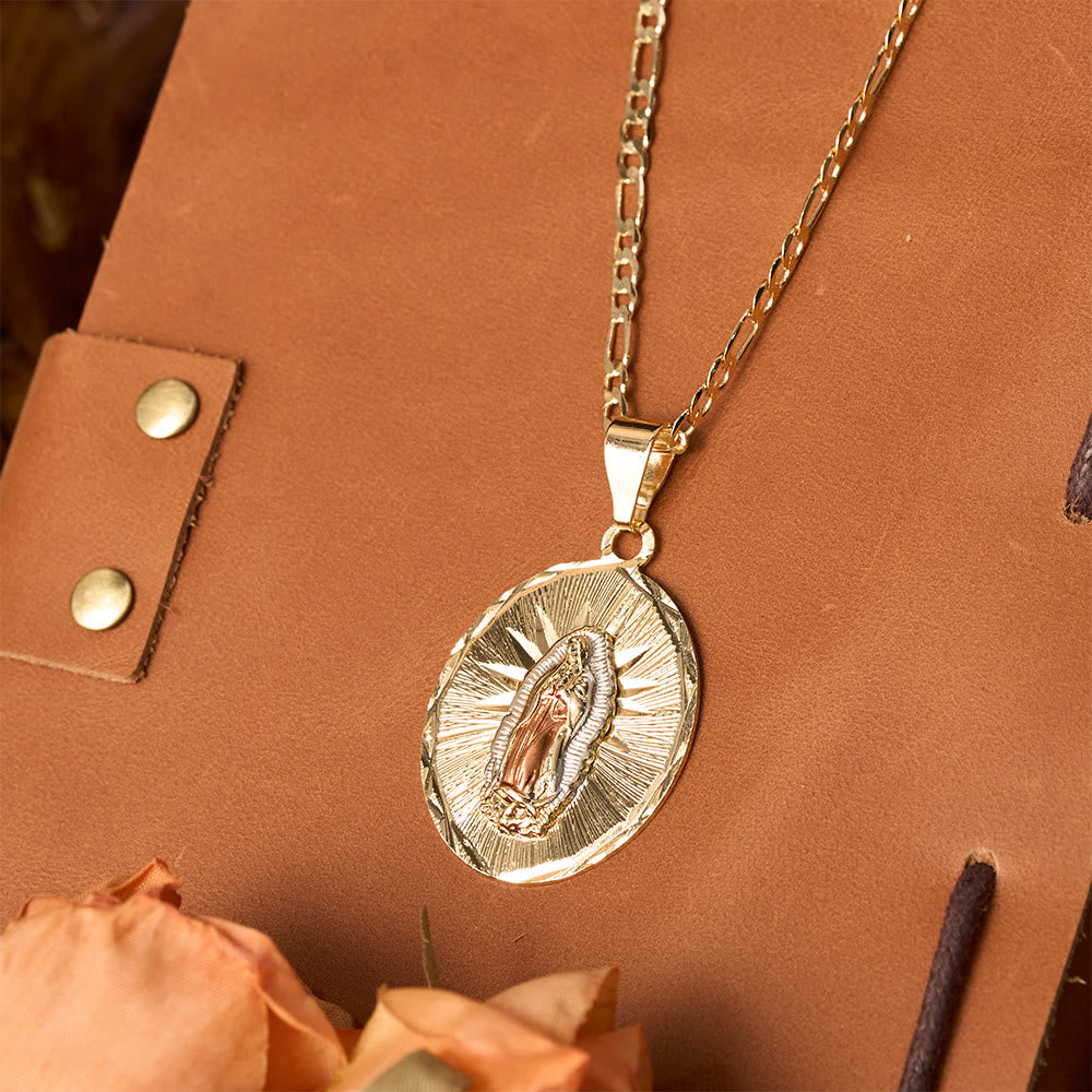 Four Styles Radiant Virgin Mary Oval Medallion Necklace