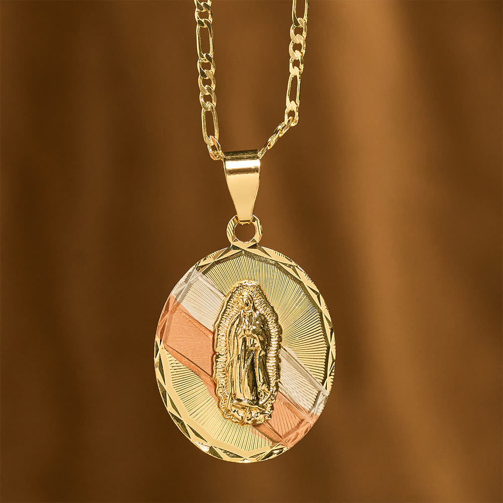 Four Styles Radiant Virgin Mary Oval Medallion Necklace