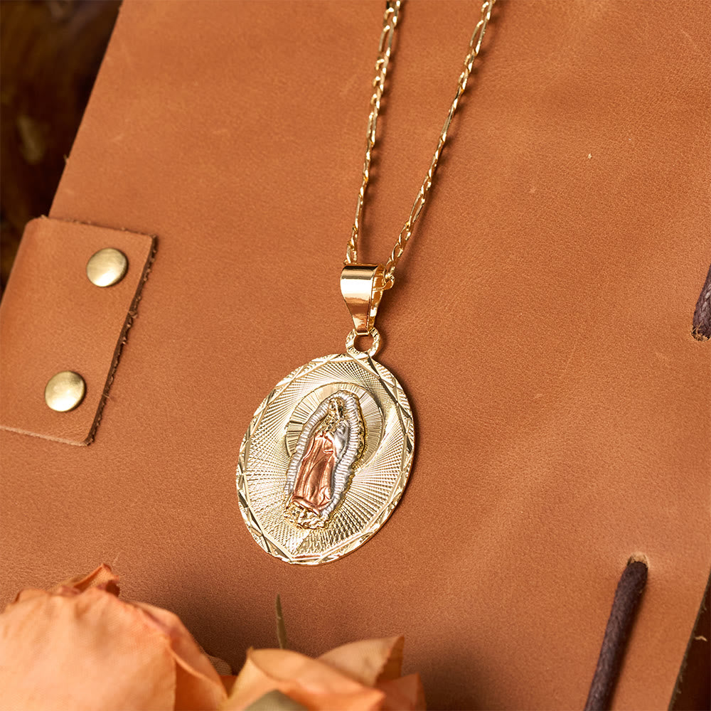 Four Styles Radiant Virgin Mary Oval Medallion Necklace