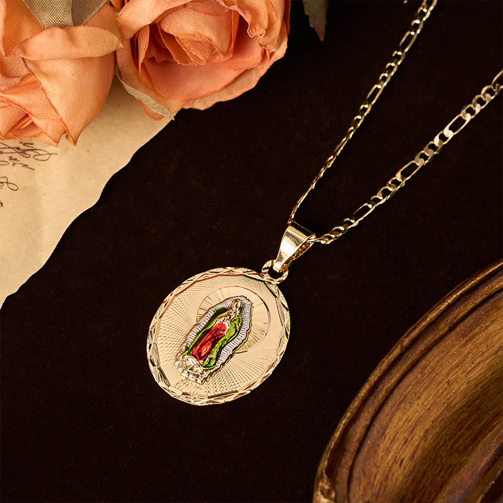 Four Styles Radiant Virgin Mary Oval Medallion Necklace