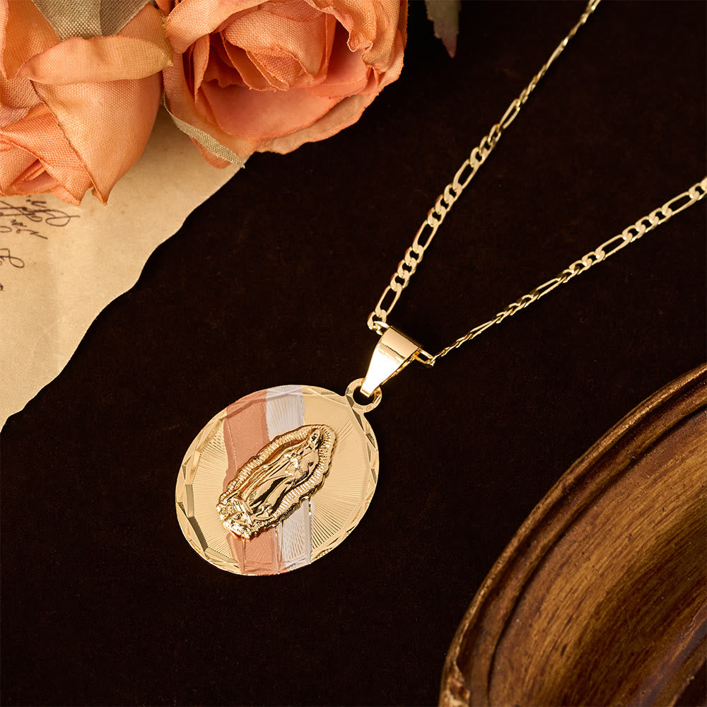 Four Styles Radiant Virgin Mary Oval Medallion Necklace