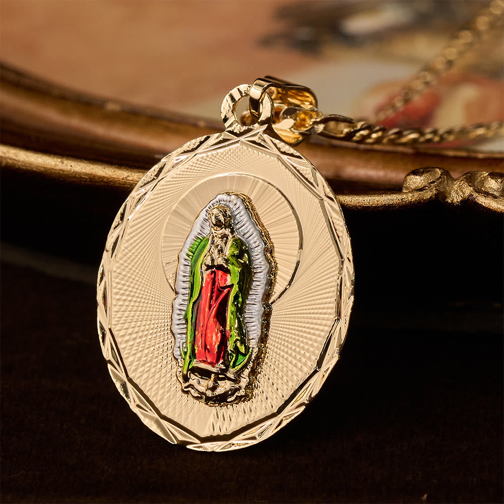 Four Styles Radiant Virgin Mary Oval Medallion Necklace