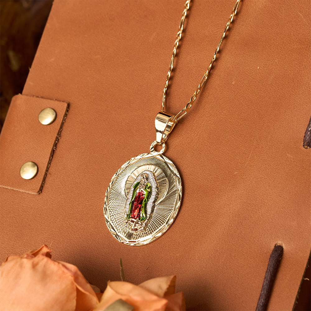 Four Styles Radiant Virgin Mary Oval Medallion Necklace