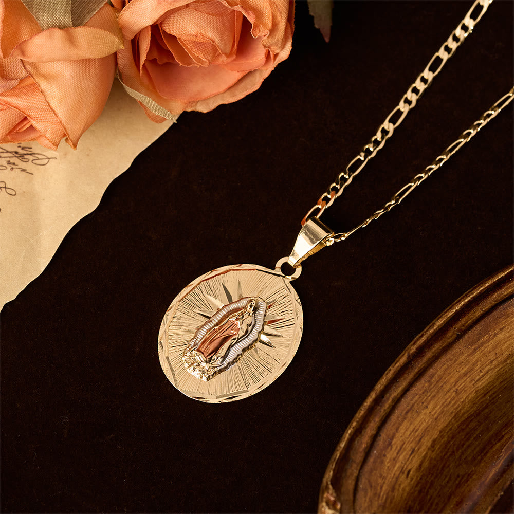 Four Styles Radiant Virgin Mary Oval Medallion Necklace