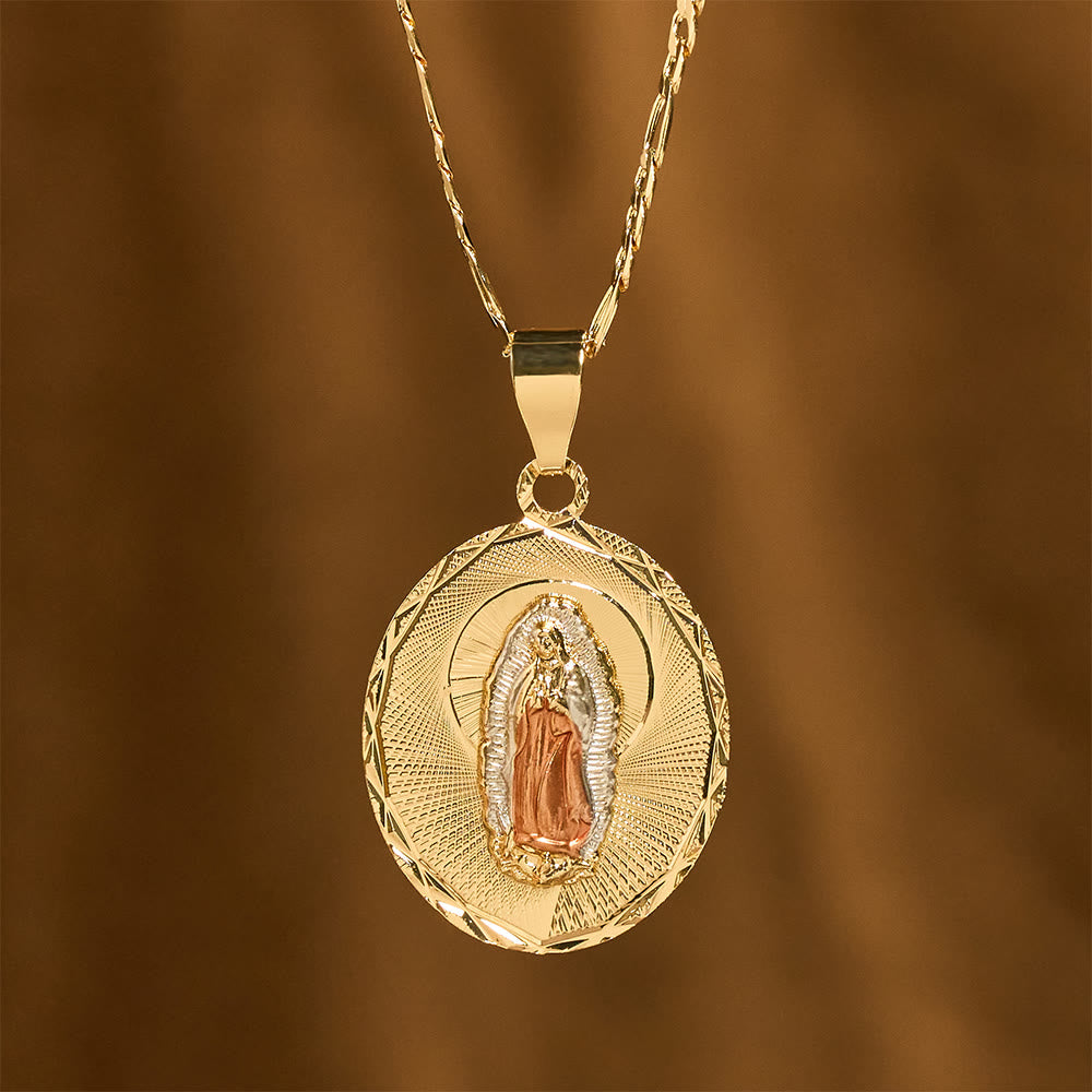 Four Styles Radiant Virgin Mary Oval Medallion Necklace
