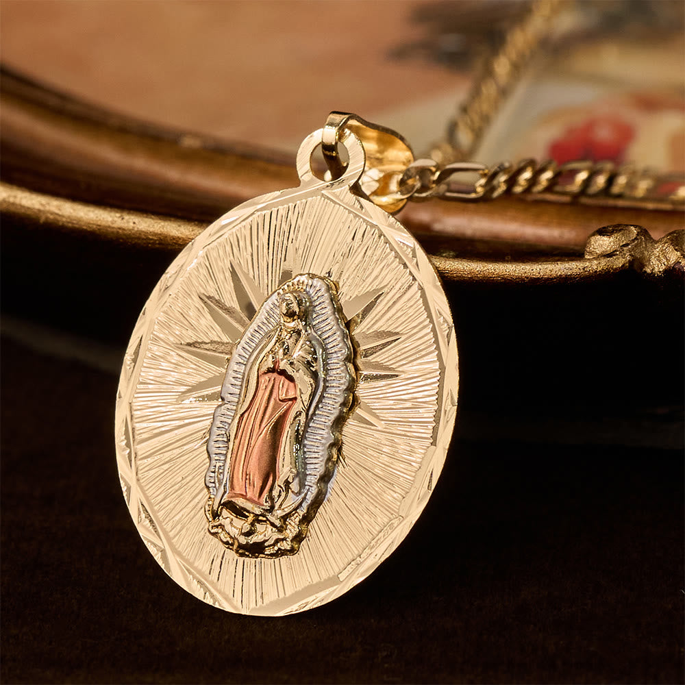 Four Styles Radiant Virgin Mary Oval Medallion Necklace