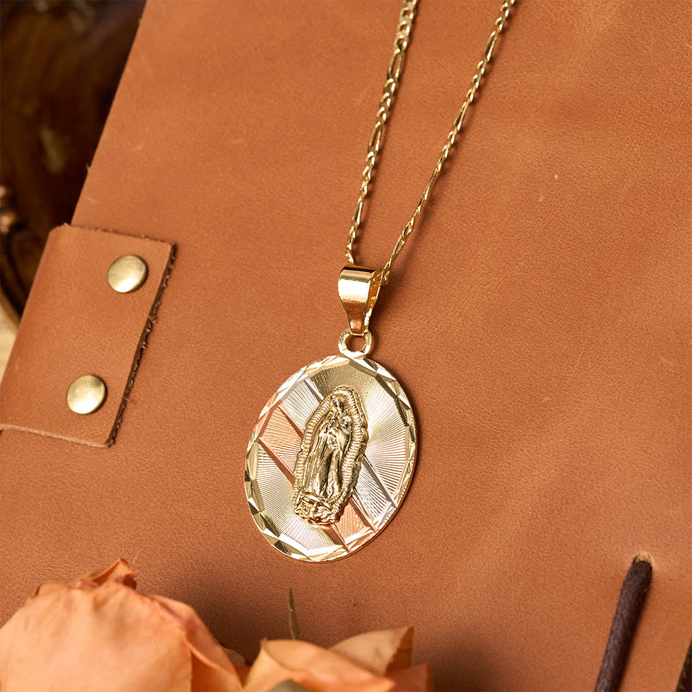 Four Styles Radiant Virgin Mary Oval Medallion Necklace