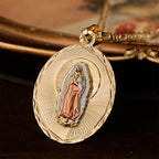 Four Styles Radiant Virgin Mary Oval Medallion Necklace