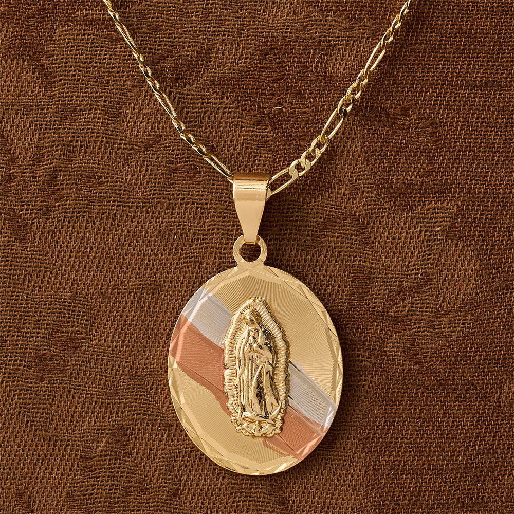 Four Styles Radiant Virgin Mary Oval Medallion Necklace