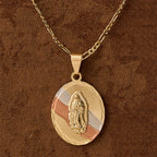 Four Styles Radiant Virgin Mary Oval Medallion Necklace