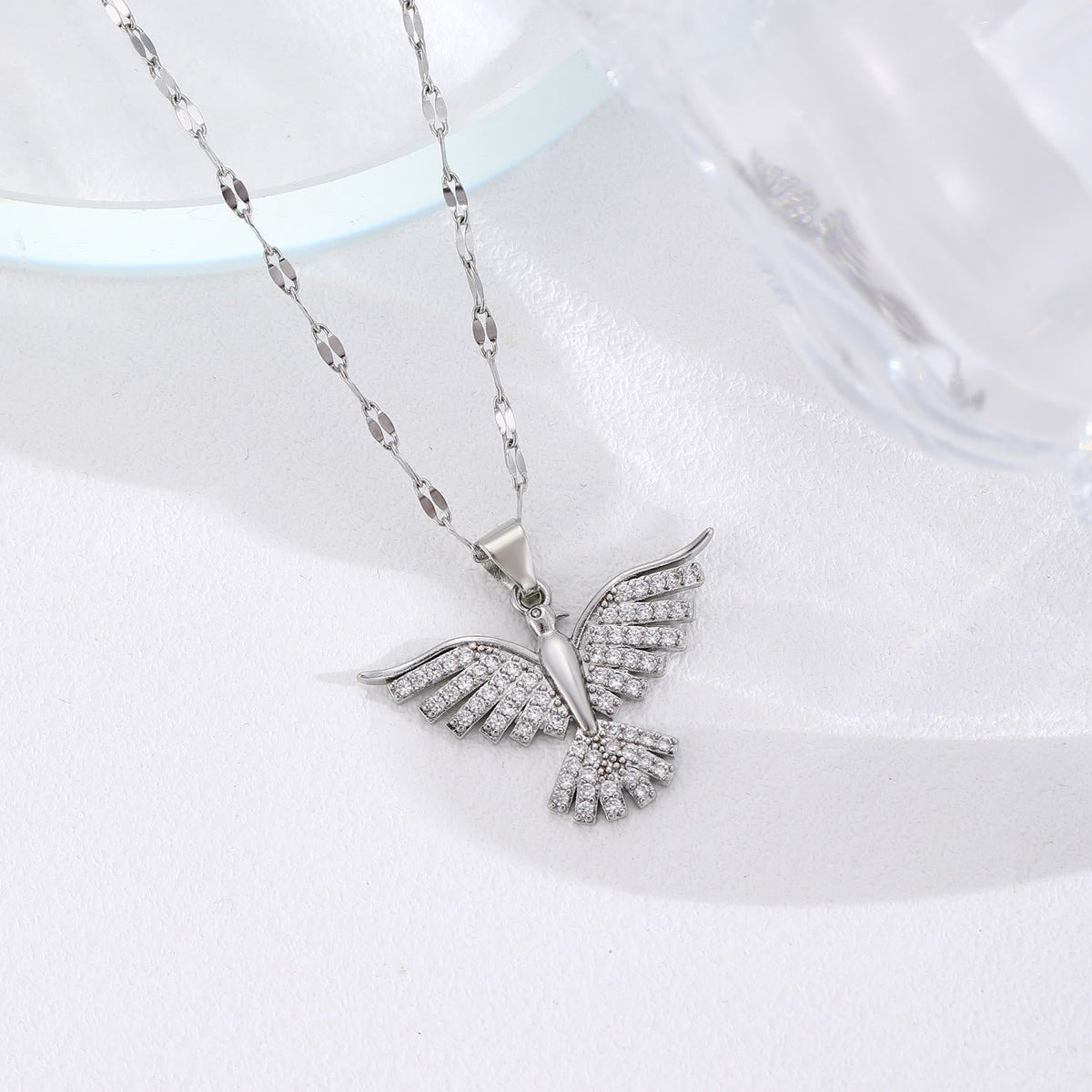 Sparkling Holy Spirit Dove Winged Necklace