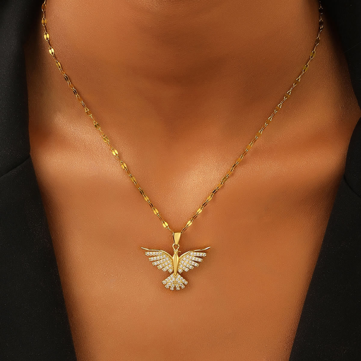 Sparkling Holy Spirit Dove Winged Necklace
