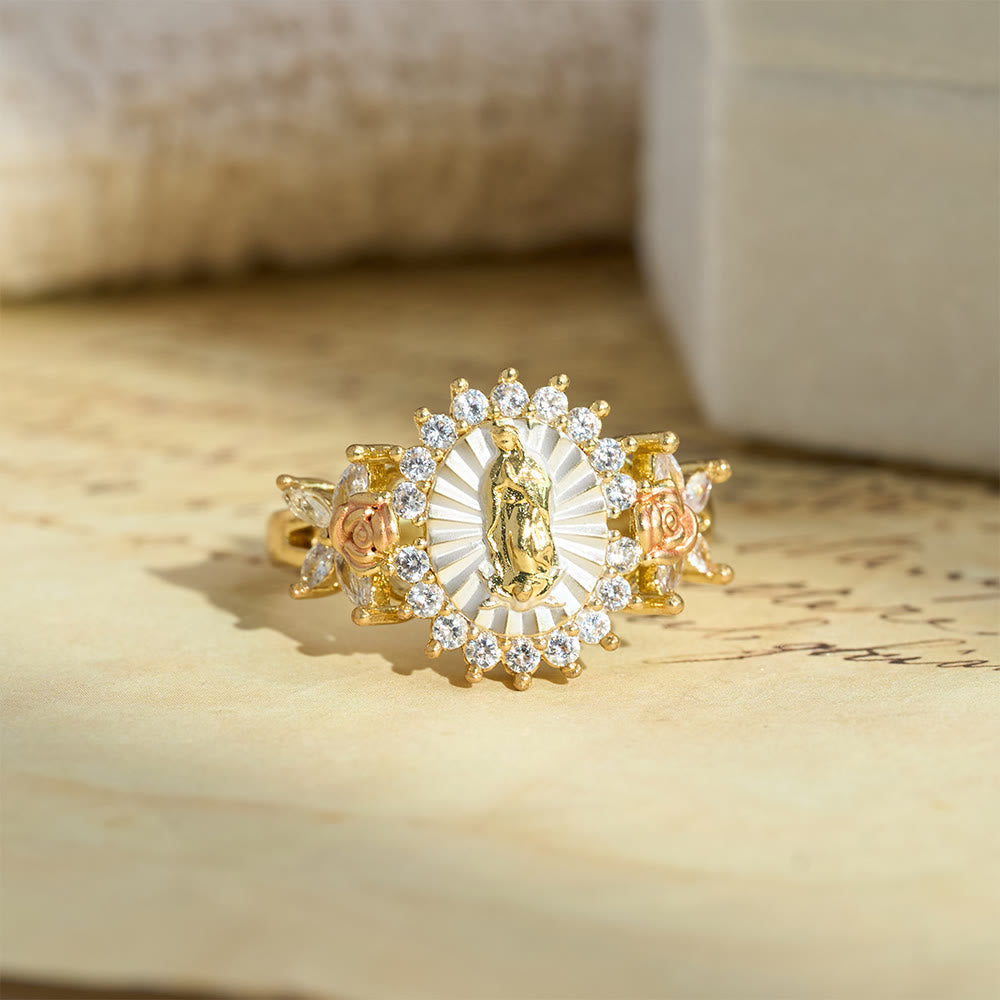 Floral Rose Radiant Our Lady Zircon Ring