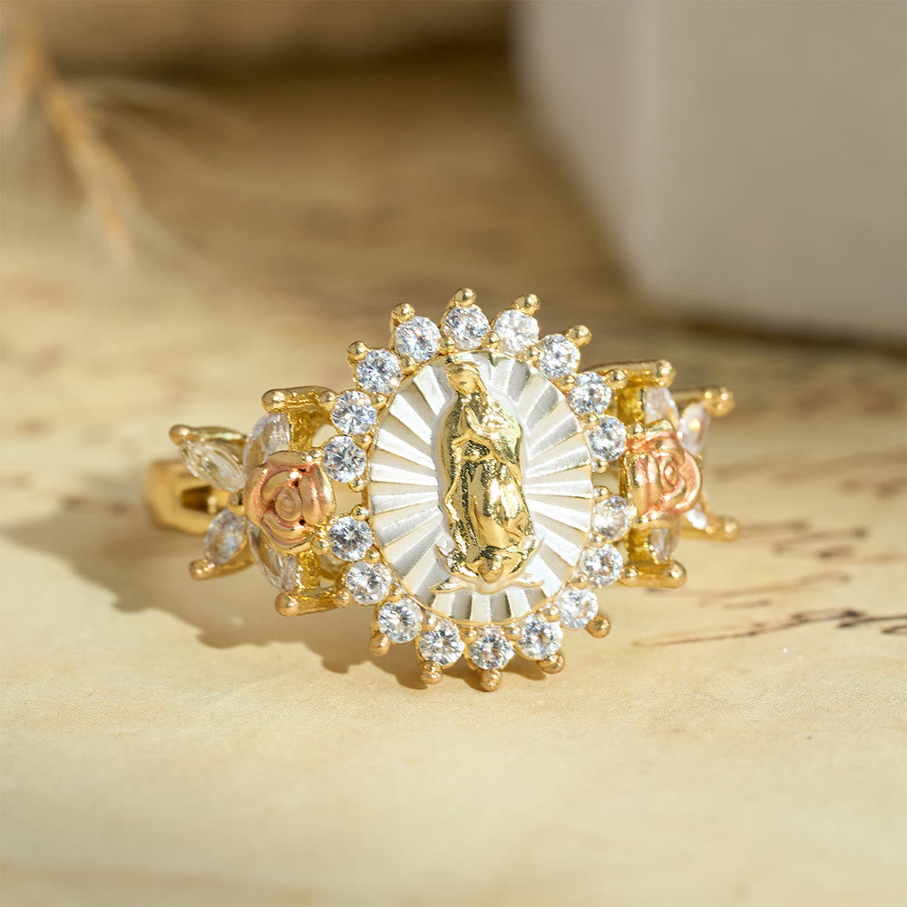 Floral Rose Radiant Our Lady Zircon Ring