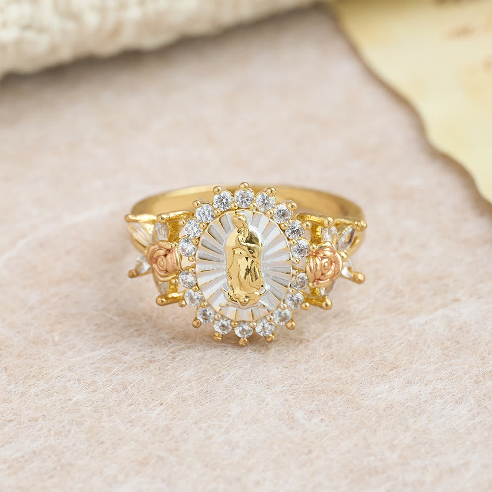 Floral Rose Radiant Our Lady Zircon Ring